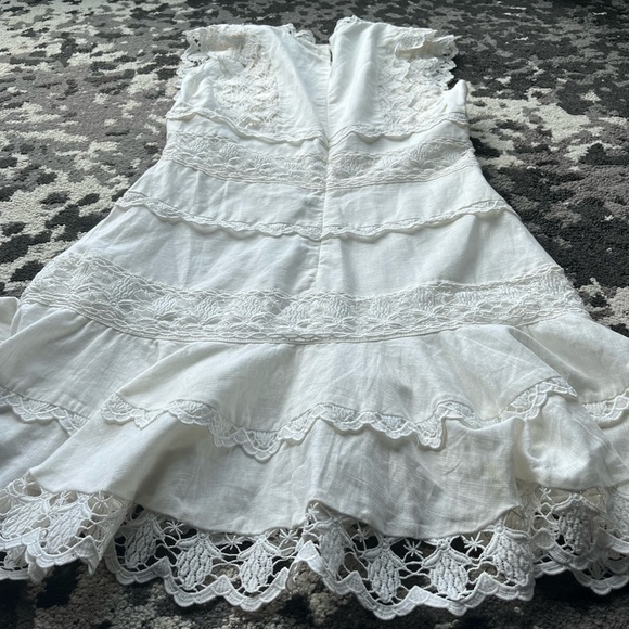 Tiered Lace Flounce Fairy Mini Dress Feminine Boho Engagement Coquette Cottage - Picture 5 of 10